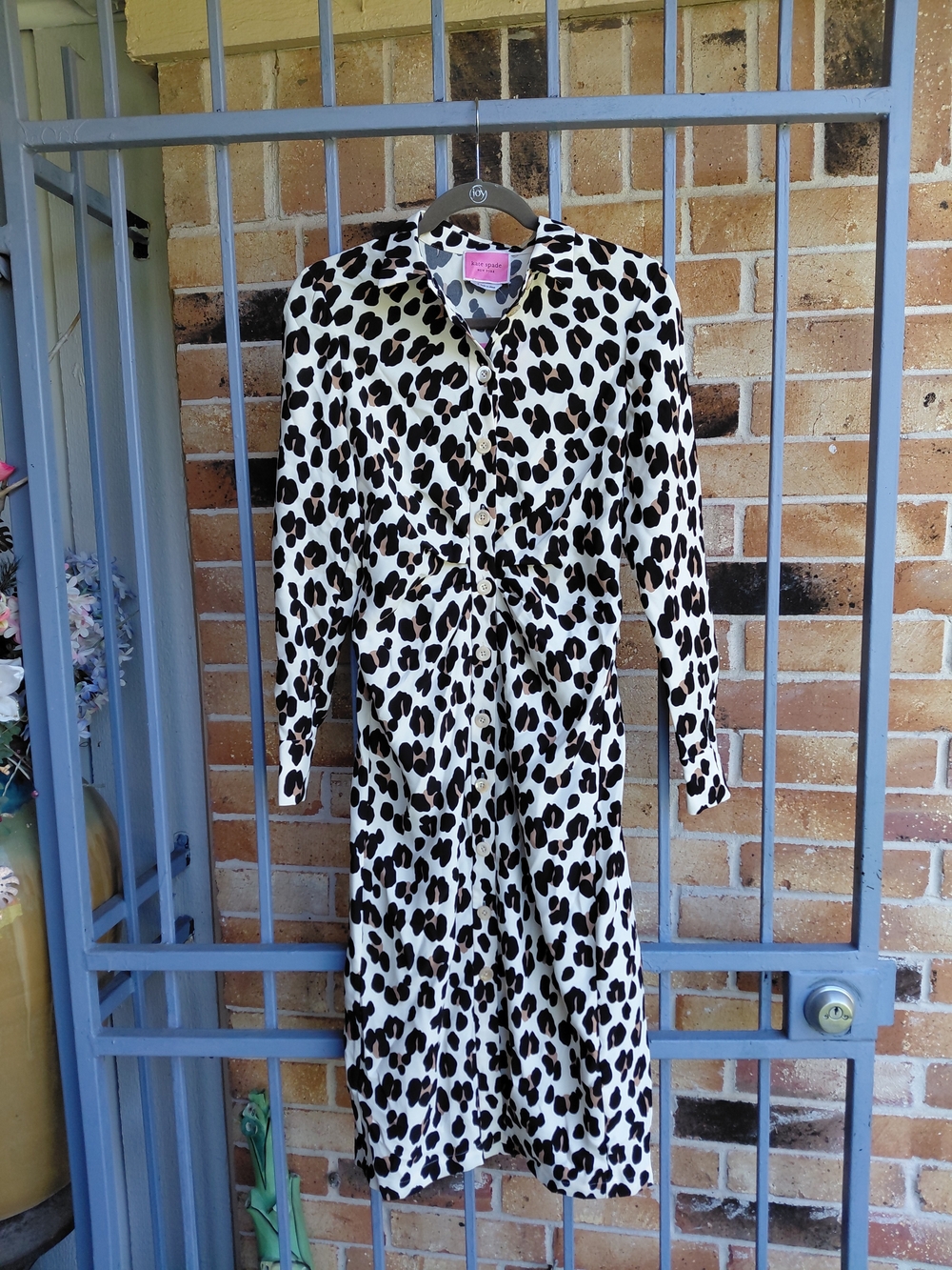 Black and White Leopard Print Button-Front Dress